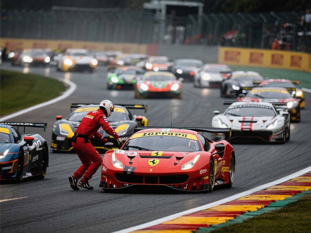 法拉利550 GTS在吉泰罗尼亚赛道暴雨中与LMP激烈交锋车载视角 法拉利550 GTS在吉泰罗尼亚赛道暴雨中与LMP激烈交锋车载视角